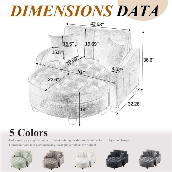 Convertible Futon Sofa Bed 54'' Futon Couch with Storage Ottoman