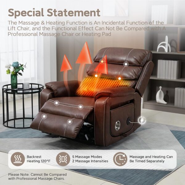 Multi-Functional Power Lift Recliner with Foldable Table. Charging Station. Lazy Boy Recliner Chair That Can Rest Flat. Lift Chairs Recliners for Elderly with Massage and Lumbar Heat