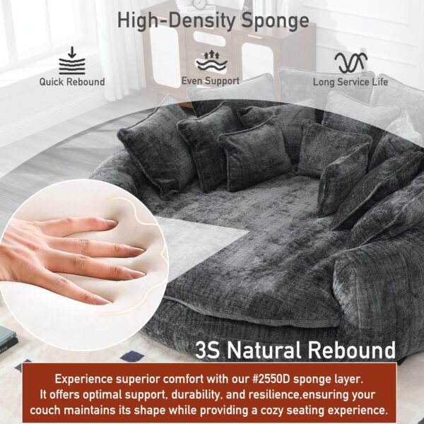 Oversized Chaise Lounge Chair Indoor .Round Chaise Lounge for Couples in Bedroom. Stylish Round Couch and Sleeper Sofa. Reading Chair in Living Room (Dark Grey)