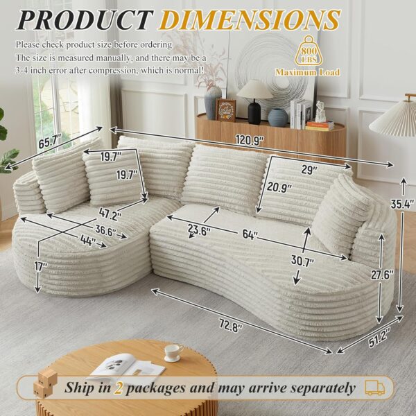 120'' Boneless Modular Sectional Curved Sofa No Assembly Required