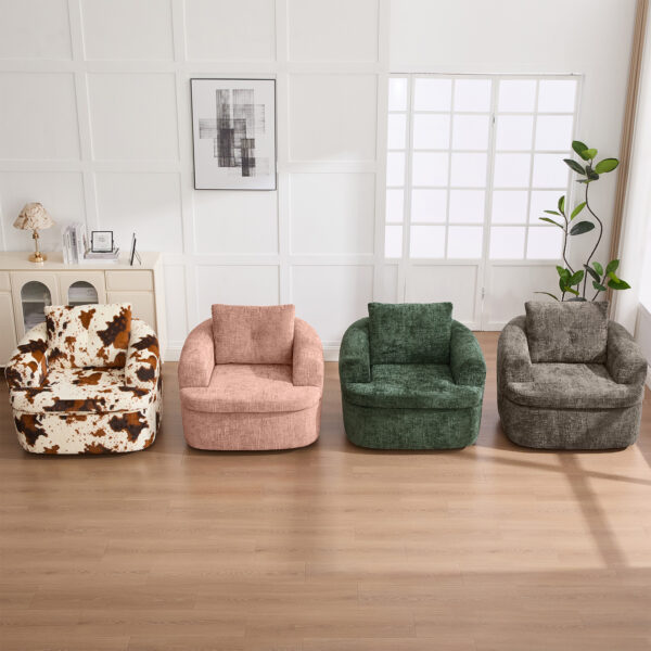 360° Swivel Accent Chair, 36.6" Swivel Round Barrel Chair with Removable Pillow