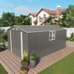 Outdoor Storage Shed, Large Metal Lockable Storage House with Air Vent