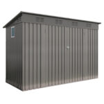 4 x 9 FT Outdoor Storage Shed, Metal Garden Shed with Sloping Roof