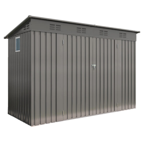 4 x 9 FT Outdoor Storage Shed, Metal Garden Shed with Sloping Roof