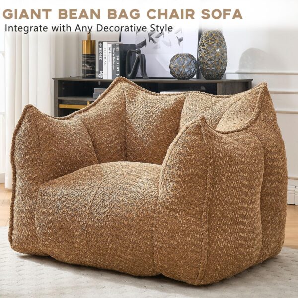 Giant Bean Bag Sofa Chairs. Oversized Bean Bag Couch. Modern Lazy Sofa Chair with Memory Foam Filled. Floor Lounge Chair for Living Room. Bedroom. Apartment (Coffee)