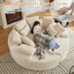 2-in-1 Folding Convertible Sofa Bed Oversized Upholstered Round Boneless Couch for Living Room