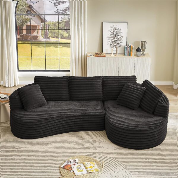 120'' Boneless Modular Sectional Curved Sofa. No Assembly Required