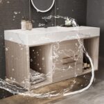 39.4'' Bathroom Vanity with Sink. Floating Ceramic Sink Bathroom Vanity with Countertop Multi-Layer Solid Wood Cabinet Soft-Close Drawers Open Shelf Storage (Oak. 39.4''-Countertop)