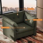 Oversized Accent Chair Indoor. Single Sofa Chair with Thick Soft Cushion. Chenille Fabric Large Comfy Reading Chair. Big Comfy Armchair Leisure Lounge Chair for Living Room. Bedroom (Green)