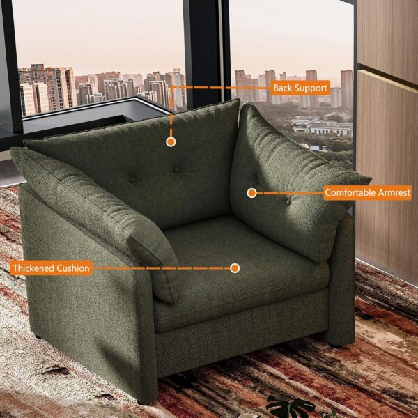 Oversized Accent Chair Indoor. Single Sofa Chair with Thick Soft Cushion. Chenille Fabric Large Comfy Reading Chair. Big Comfy Armchair Leisure Lounge Chair for Living Room. Bedroom (Green)