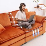 84.6 Oversized Double Chaise Lounges Indoor with 2 Ottoman