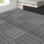 9 PCS Heavy-Duty & Recyclable Wood-Plastic Interlocking Deck Tiles 11.8 x 11.8- Outdoor and Indoor for Patio. Balcony. Porch. Backyard. Bedroom (Coffee)