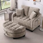 Convertible Futon Sofa Bed 54'' Futon Couch with Storage Ottoman