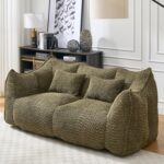 Giant Bean Bag Sofa Chairs Loveseat for Adults. Oversized Bean Bag Couch. Memory Foam Filled Floor Lounge Chair. Lazy Floor Sofa Chair with Two Pillows for Living Room. Bedroom. Apartment (Green)