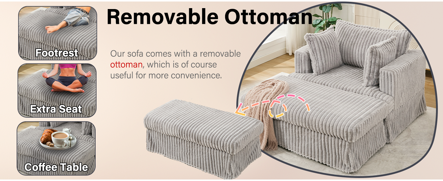 Oversized Corduroy Chaise Lounge