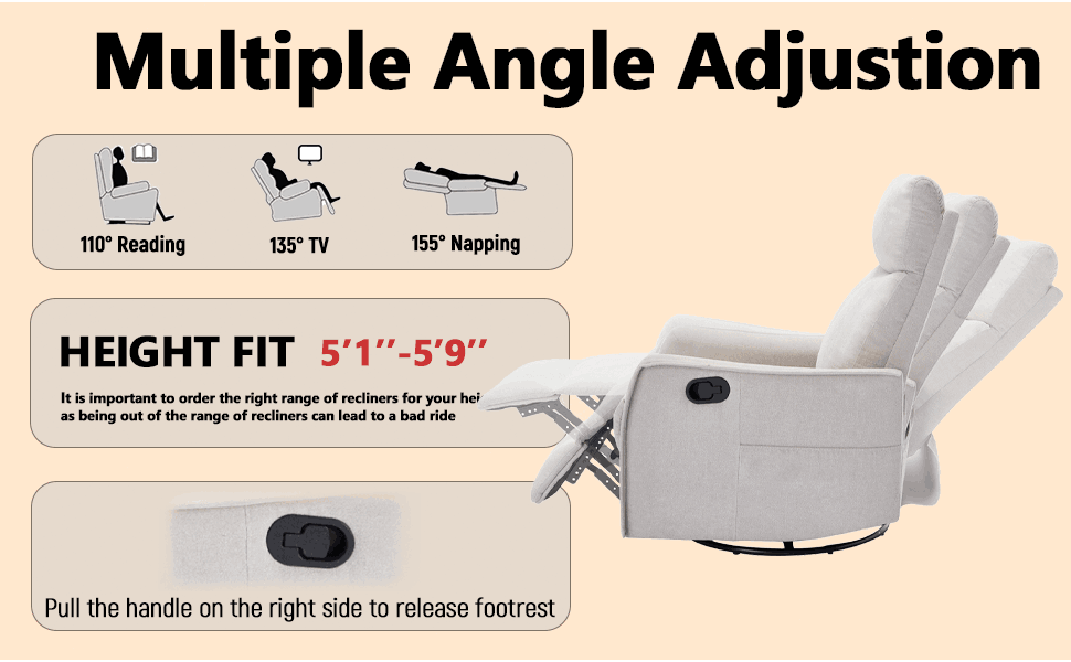 360° Rotating and Rocking Recliner