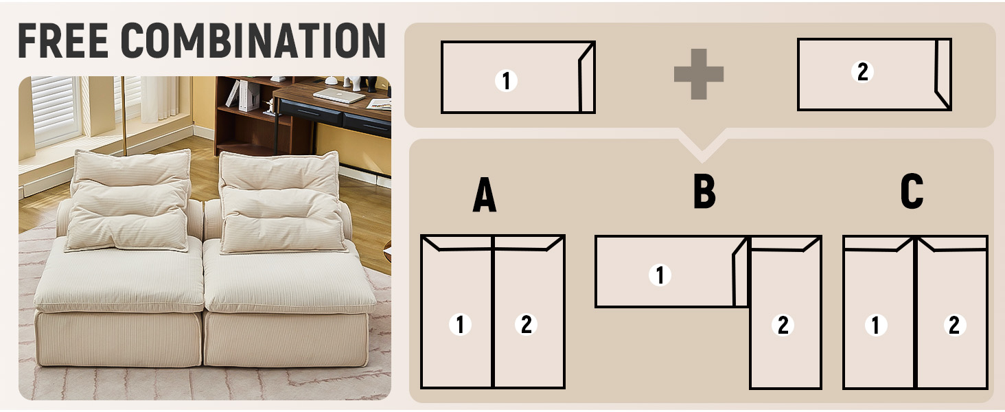 Modular Sofa,No Armrests