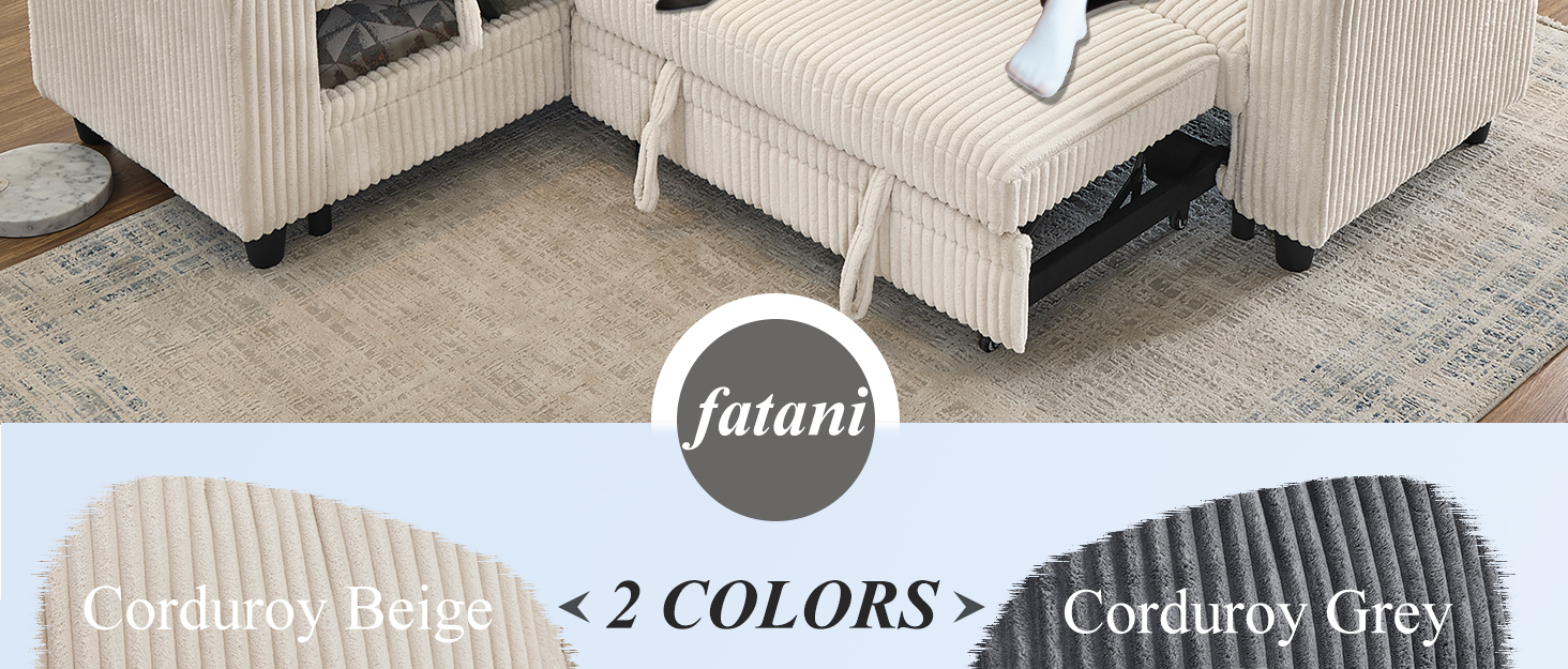 L-Shaped Sectional Sofa with Pull-Out Bed