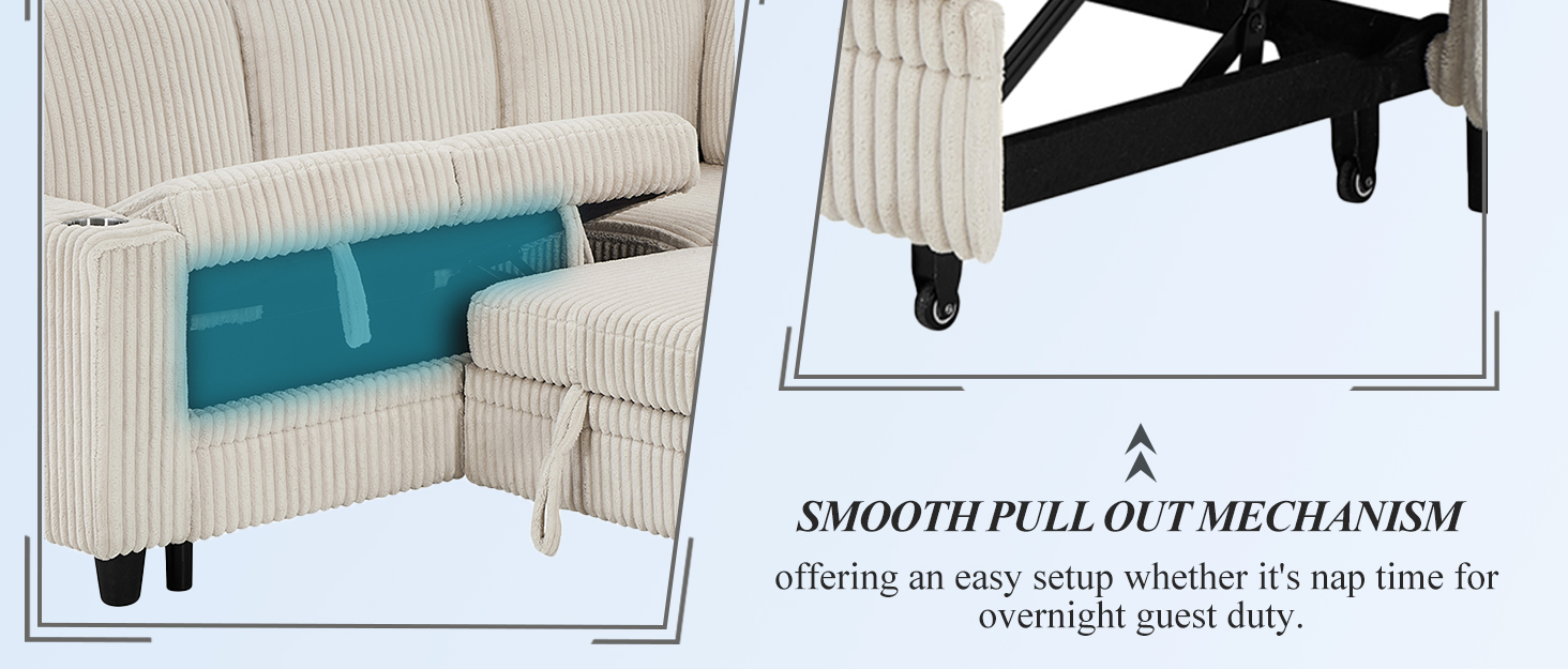 L-Shaped Sectional Sofa with Pull-Out Bed