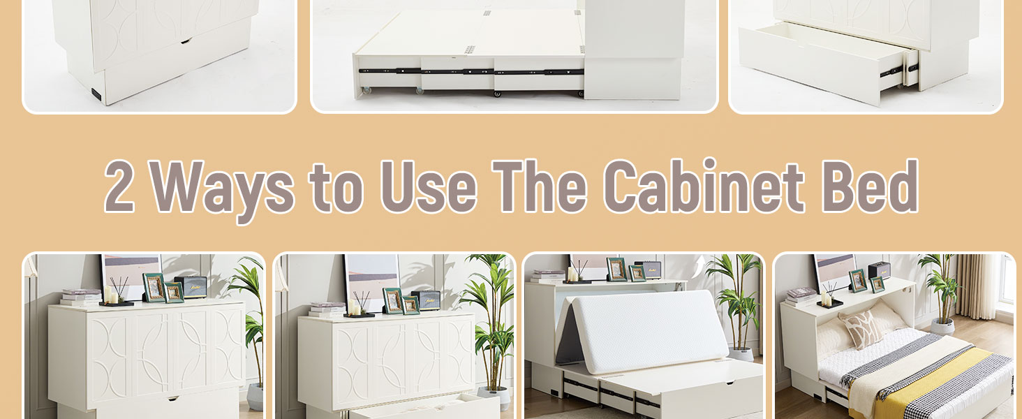 Cabinet Bed with Storage, Queen Bed
