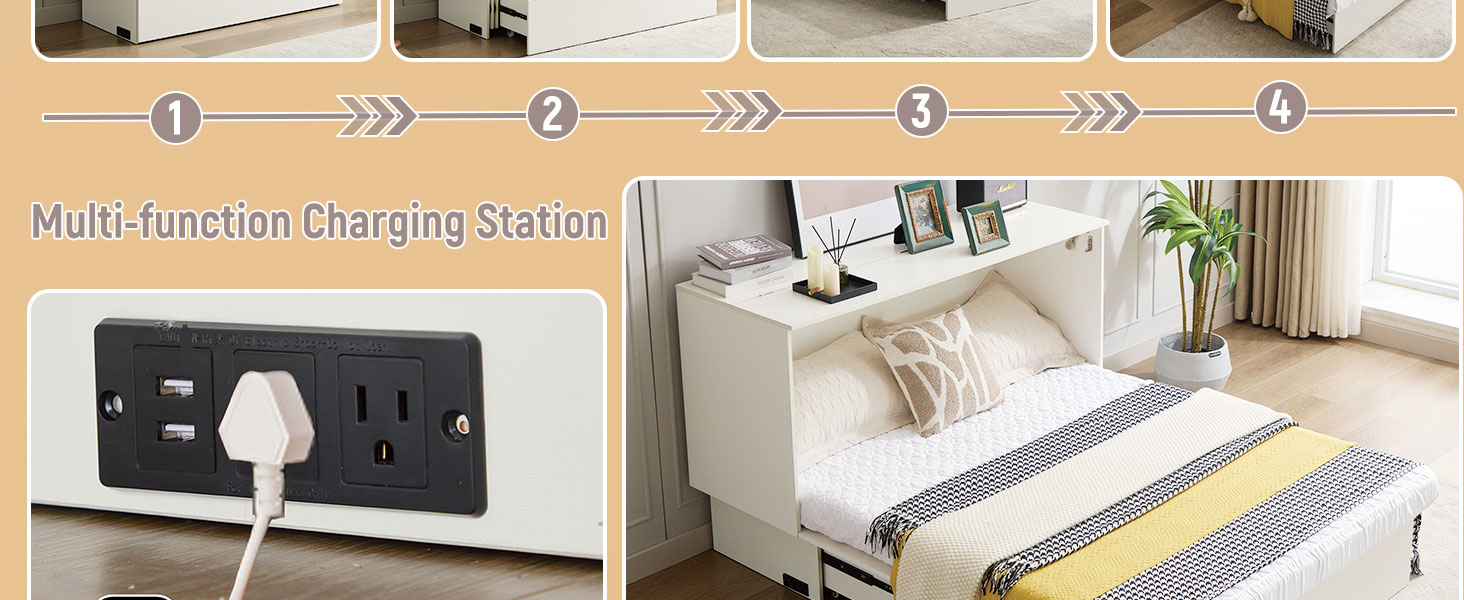 Cabinet Bed with Storage, Queen Bed