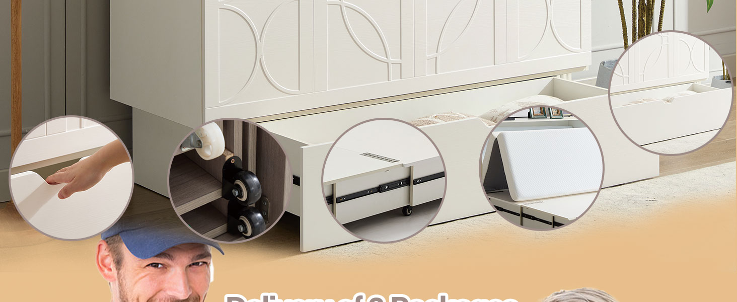 Cabinet Bed with Storage, Queen Bed